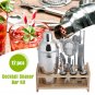 Silver Cocktail Shaker Mixer Drink Bartender Martini Tools Bar Set Kit with Rack