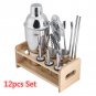 Silver Cocktail Shaker Mixer Drink Bartender Martini Tools Bar Set Kit with Rack