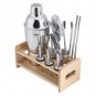 Silver Cocktail Shaker Mixer Drink Bartender Martini Tools Bar Set Kit with Rack