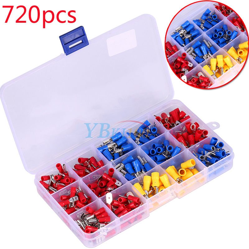 720Pcs Assorted Insulated Electrical Wire Terminal Crimp Connector ...