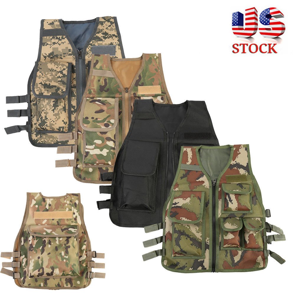 Kids Tactical Vest Army Camouflage Military Protective Waistcoat Outdoor Sport