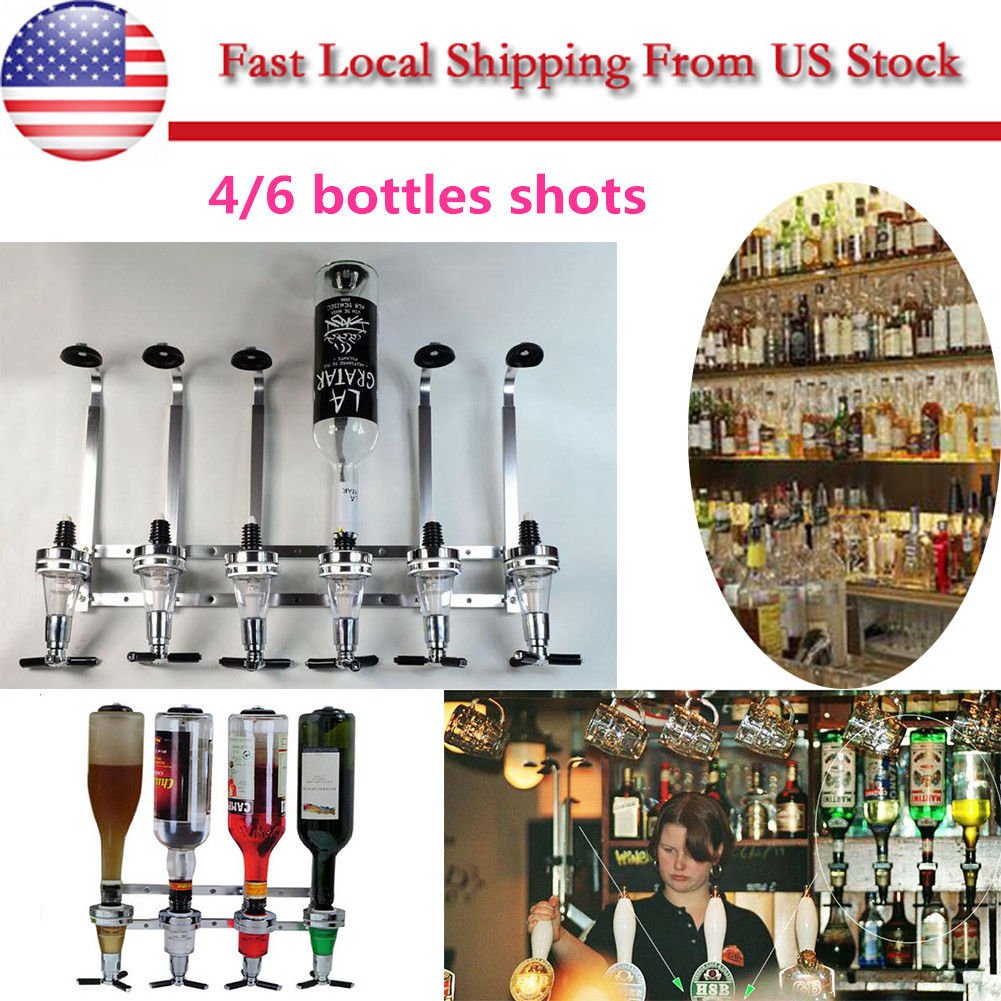 Mounted Liquor Dispenser Bottle Beverage Bar Wall Alcohol Cocktail Wine Beer 4/6
