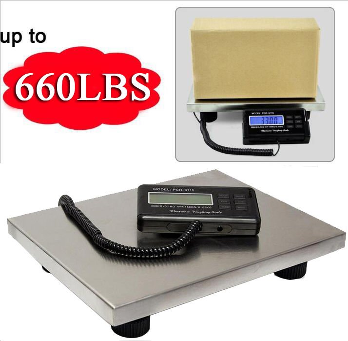 660lbs x 0.1 lb Digital Floor Bench Scale Steel Platform for Shipping Postal USA