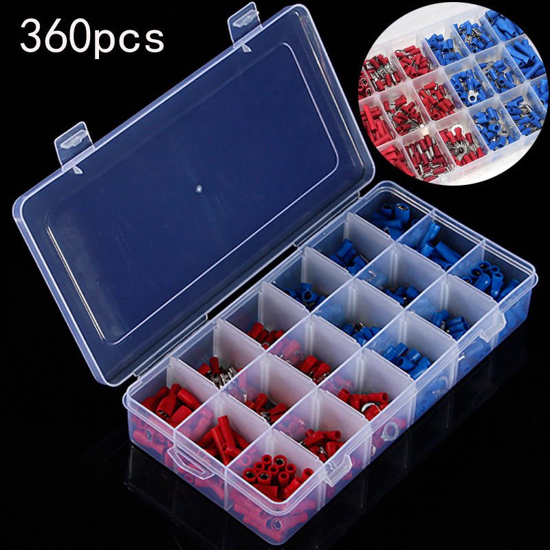 USPS 360Pcs Assorted Insulated Electrical Wire Terminals Connectors Crimp Spade