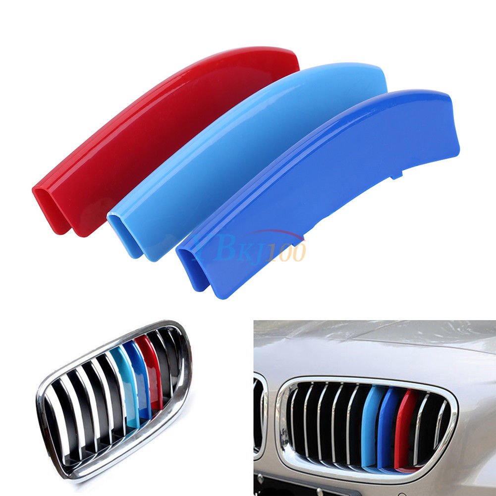 M Color Kidney Grille Bar Cover Decal Stripe Clip For BMW 5 Series 2011-2013 New