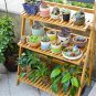 3Layer Outdoor Bamboo Flower Pot Shelf Stand Folding Display Rack Garden Yard US