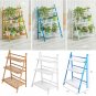 3Layer Outdoor Bamboo Flower Pot Shelf Stand Folding Display Rack Garden Yard US
