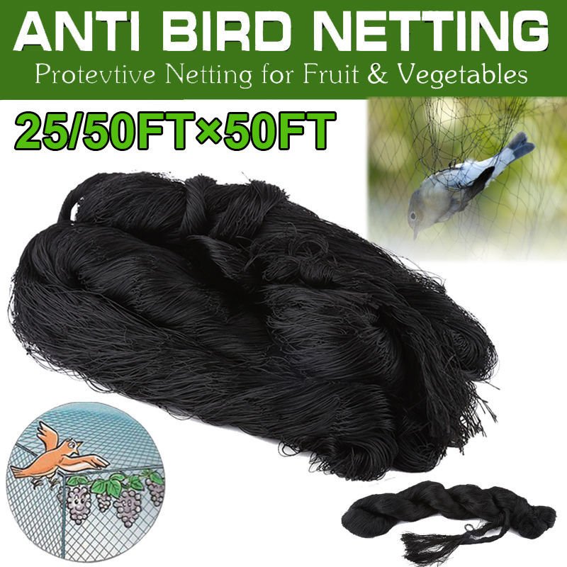 Anti Bird Netting Garden Poultry Aviary Game Net Nylon Screen 50'X25' 50X50'