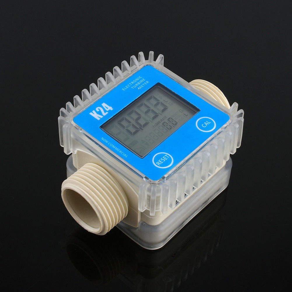 New Blue Pro K24 Turbine Digital Diesel Fuel Flow Meter For Chemicals Water US