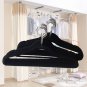 100P Flocked Non Slip Velvet Chrome Clothes Suit/Shirt/Pants Hangers Set Black