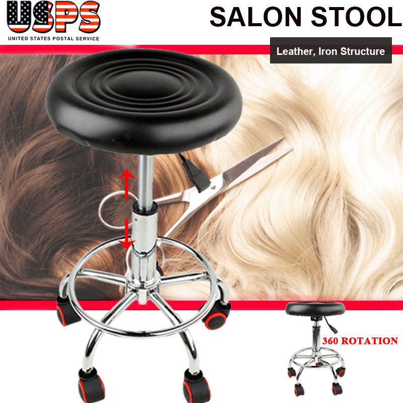 Adjustable Barber Tattoo Salon Stool Hydraulic Rolling Chair Facial Massage Spa