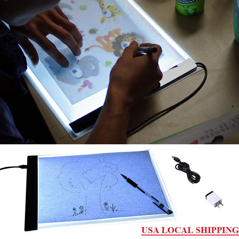 A4 LED Light Stencil Art Board Box Tracing Drawing Table Tattoo Pad + Adapter