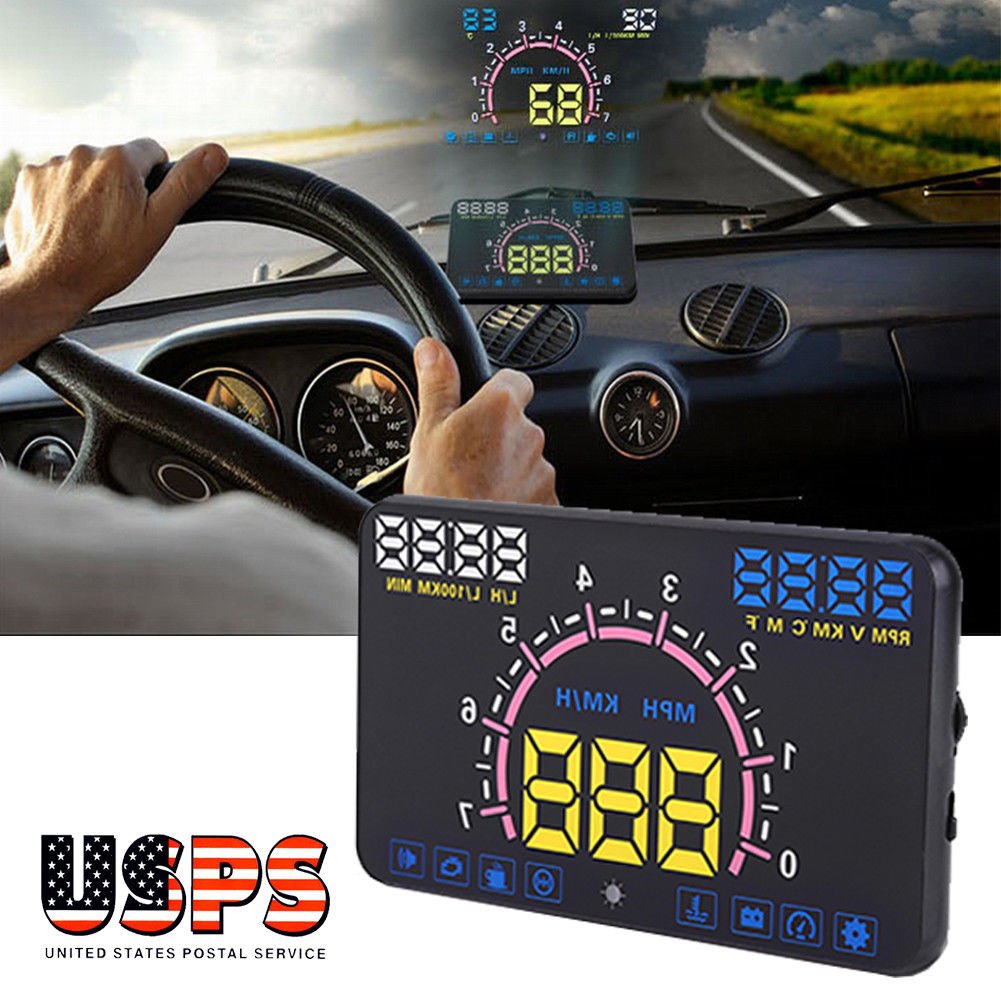 5.8"Universal Speedometer HUD Head Up MPH/KM/h Plug&Play Car Overspeed Warning