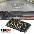 5.5" Car HUD Head Up Display KM/h EU-OBD OBDII Speed Warning Project System New