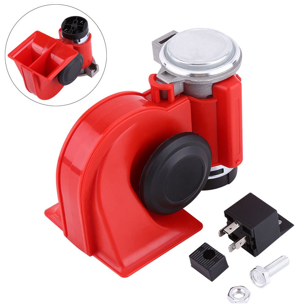 Universal DC 12V 130dB Loud Motorcycle Truck Car Snail Air Horn Dual Tone Red