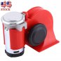 Universal DC 12V 130dB Loud Motorcycle Truck Car Snail Air Horn Dual Tone Red