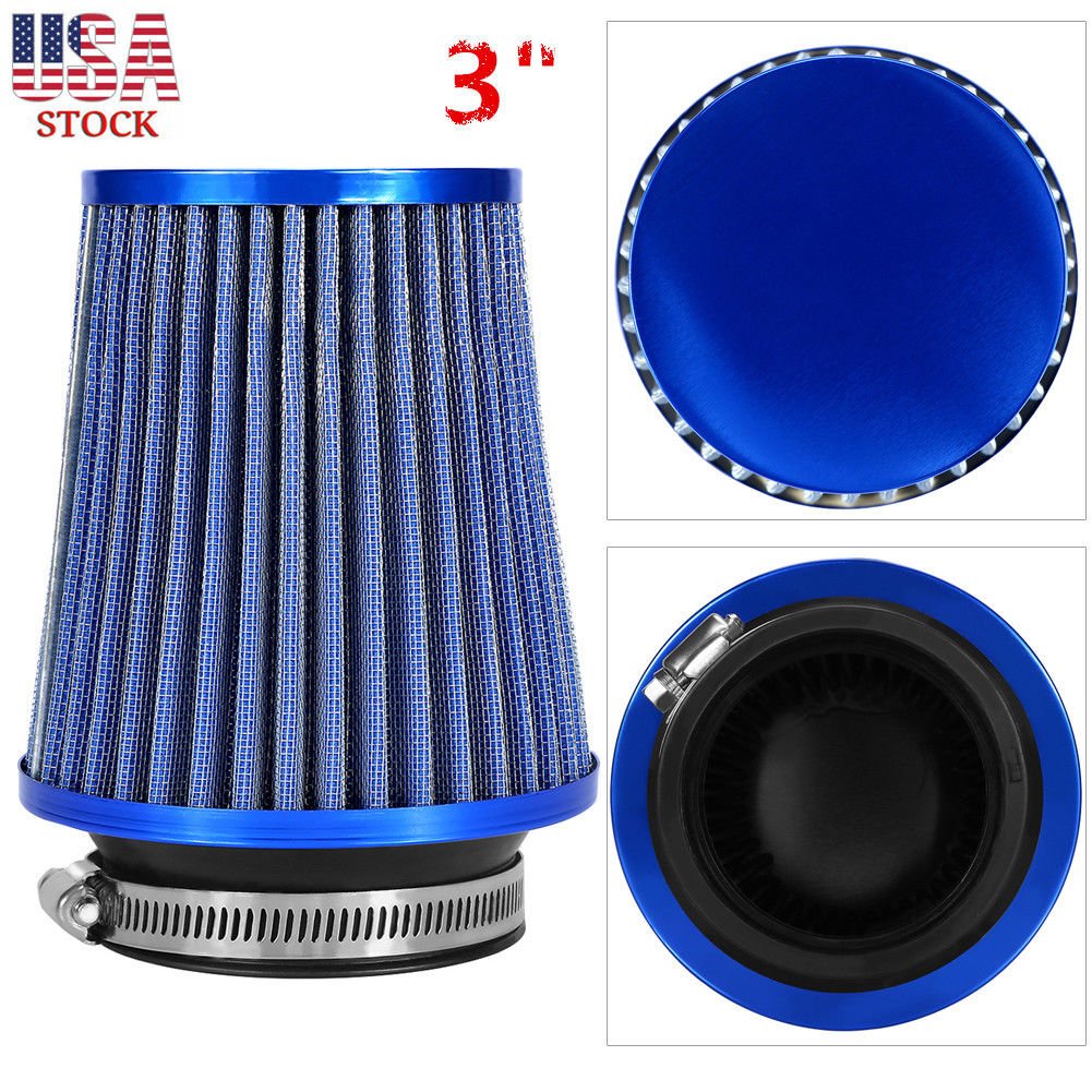 High Flow Round Tapered Universal Air Intake Cone Filter Chrome Car/Truck/SUV