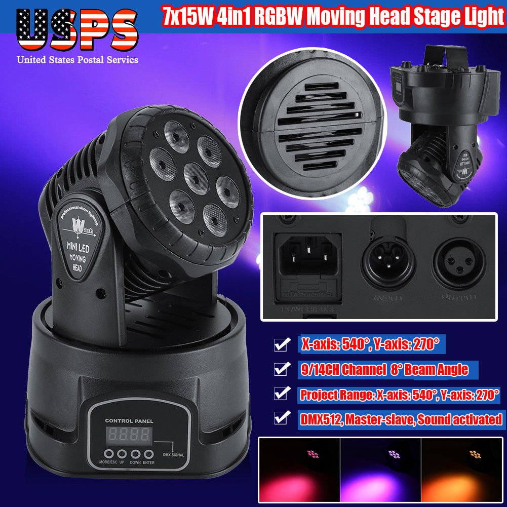 100W RGBW Stage Light LED Spot Moving Head Light DMX Disco DJ Bar Party Lighting