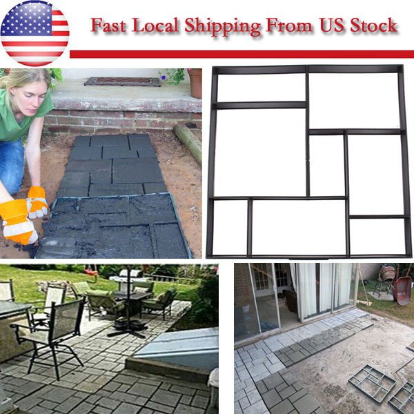 DIY Driveway Walk Paving Patio Concrete Slabs Brick Path Street Maker Mould - US