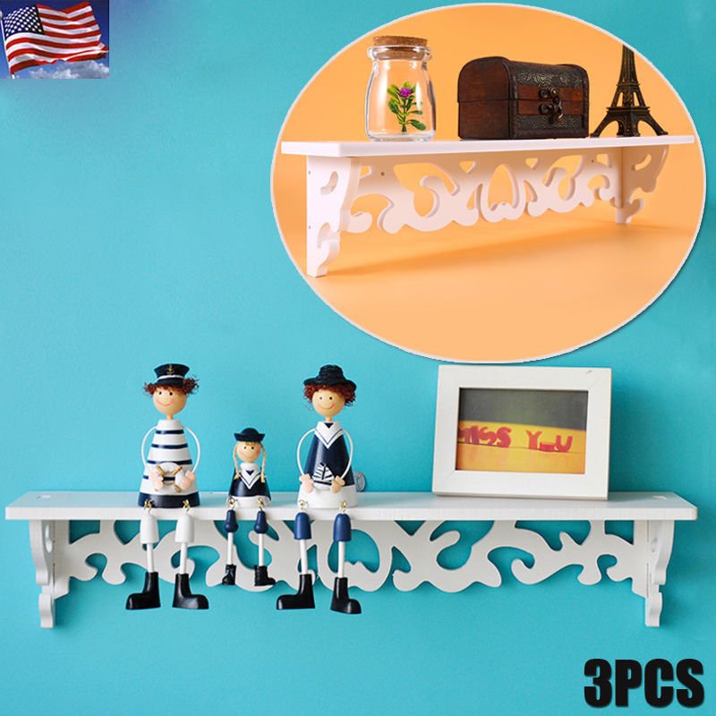 3Pcs Shelf Display Floating Nesting Wall Decorative Mount Ledge Storage white