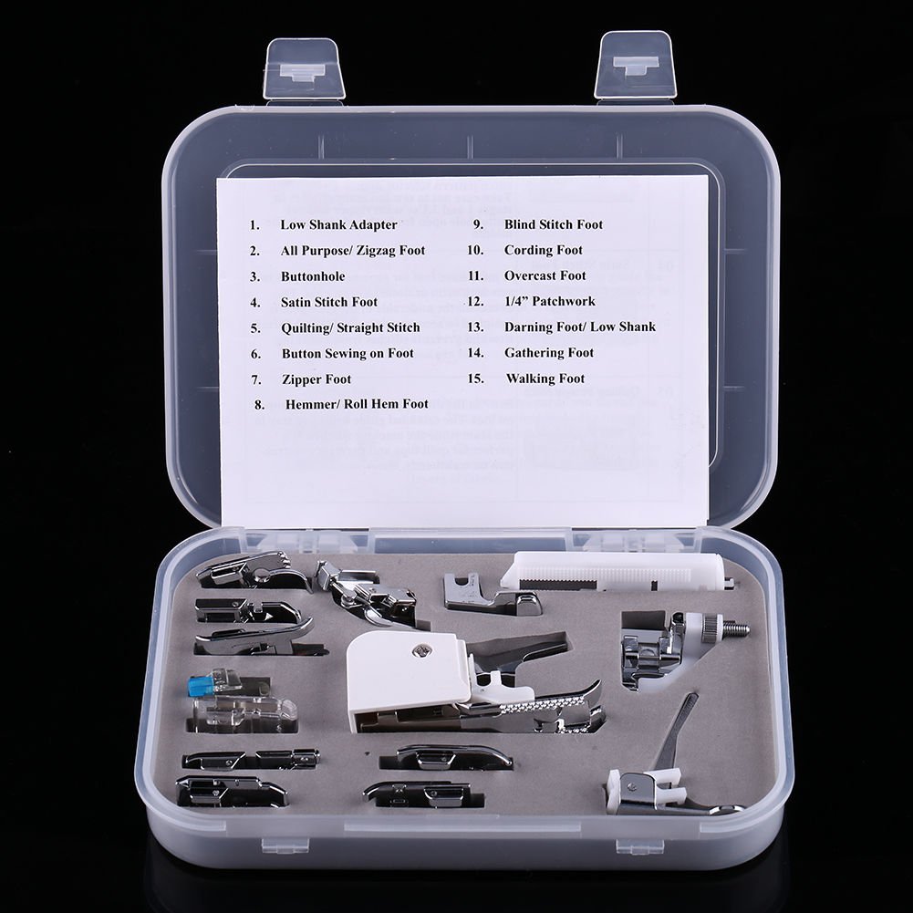 15pcs Sewing Machine Presser Feet Set Walking Foot Kit For Janome Brother Singer