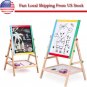 2 In1 Kids Standing Double Sided Black/ Whiteboard Easel Chalkboard Board Gift