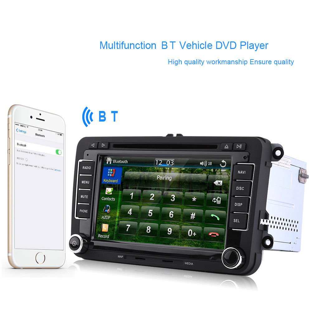 2 Din 7" Car DVD Player GPS Navigation Bluetooth for VW LCD Display Universal