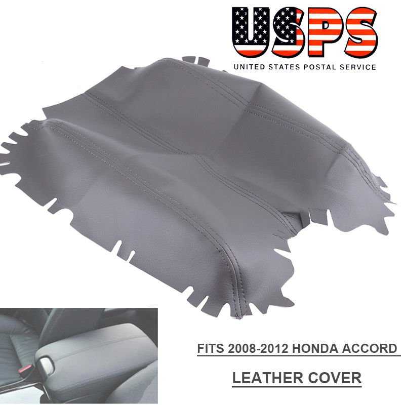 Leather Armrest Center Console Lid Cover For 08-12 Honda Accord (Gray) (Fits: H