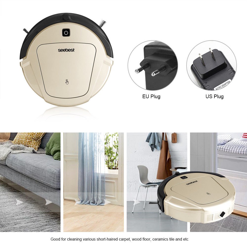 Seebest D750 Dry/Wet Mop Floor Vacuum Clean Robot w/Water Tank GPS Clean Floor