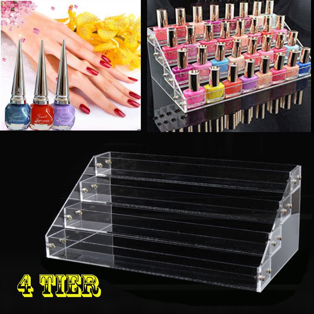 4 Tier Acrylic Makeup Nail Polish Storage Organizer Rack Display Stand USA