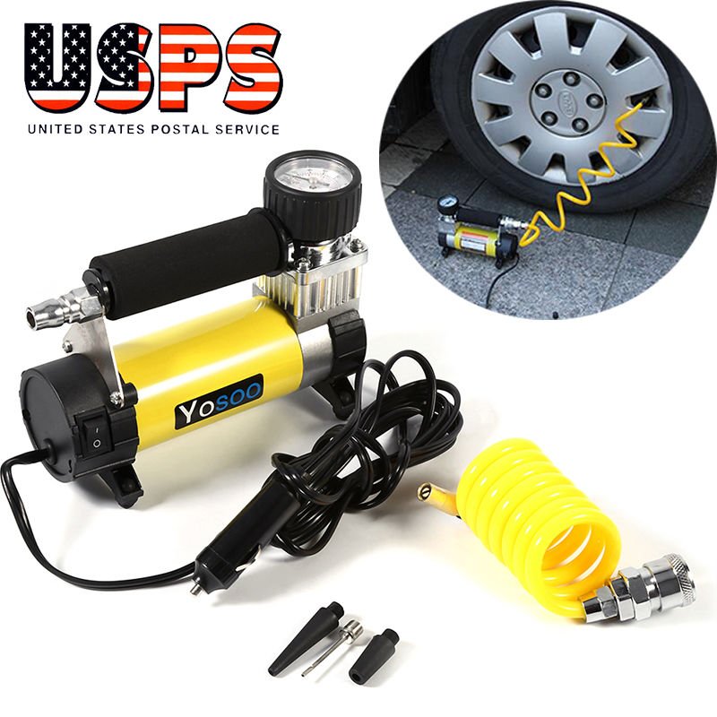 Portable Car Auto Electric Air Compressor Tire Inflator Pump 12V 100PSI + Gauge