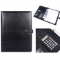 A4 Conference Folder PU Leather Portfolio Organiser with Calculator Black