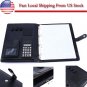 A4 Conference Folder PU Leather Portfolio Organiser with Calculator Black