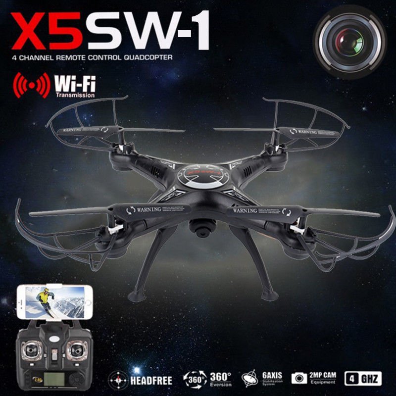 Upgraded X5SW-1 Wifi FPV Camera Drone 2.4Ghz RTF 4CH RC Quadcopter Black Gifts