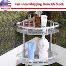 2 Layer Triangular Shower Caddy Shelf Bathroom Corner Rack Storage Holder Hanger