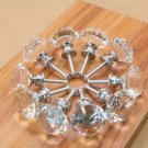 10Pcs Crystal Glass Cabinet Knob Diamond Shape 30mm Drawer Cupboard Handle Pull