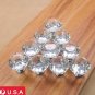 10Pcs Crystal Glass Cabinet Knob Diamond Shape 30mm Drawer Cupboard Handle Pull