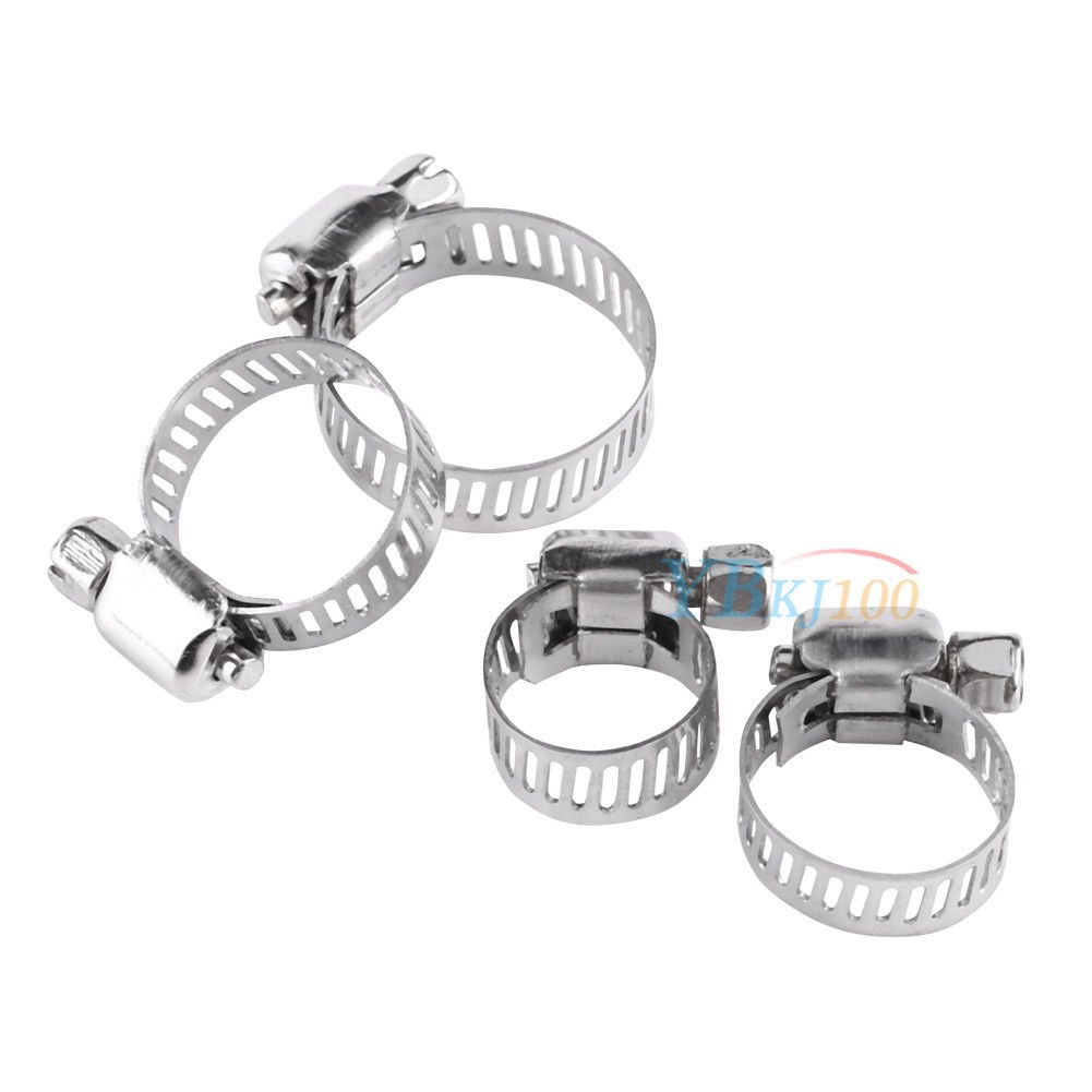 10pcs Adjustable 8-25mm 201 Stainless Screw Drive Hose Clamp Fuel Line Worm Clip