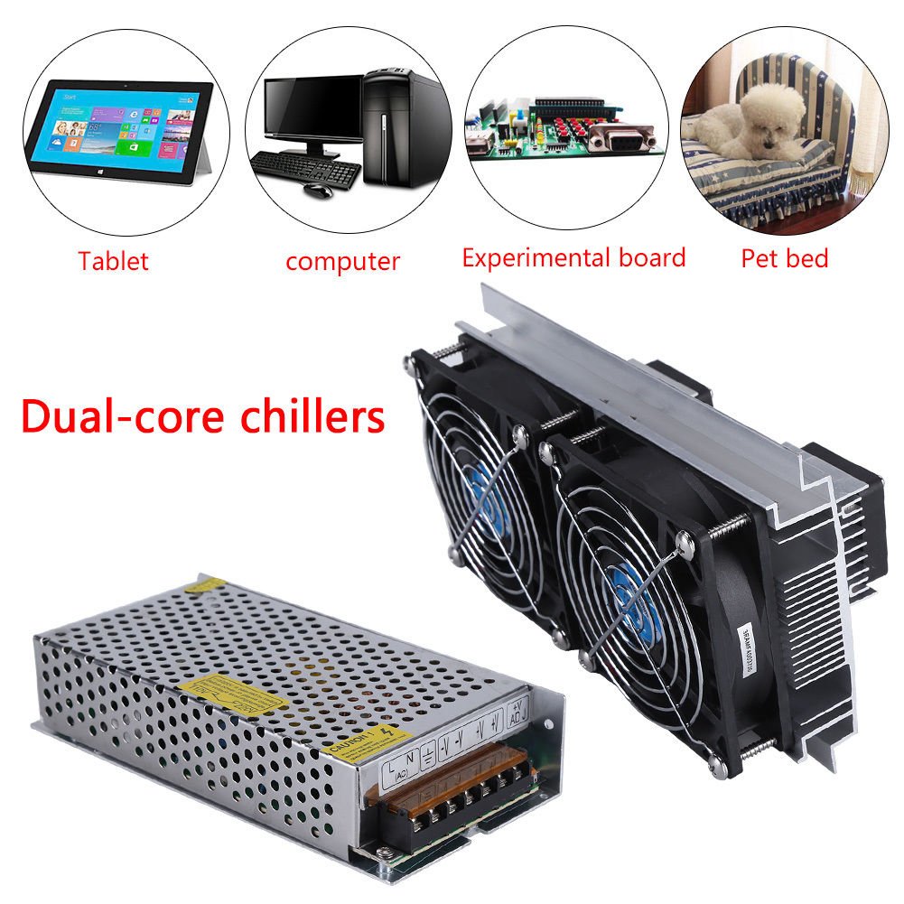 2 Core Refrigeration Thermoelectric Peltier Air Cooling Cooler + Power Supply eo