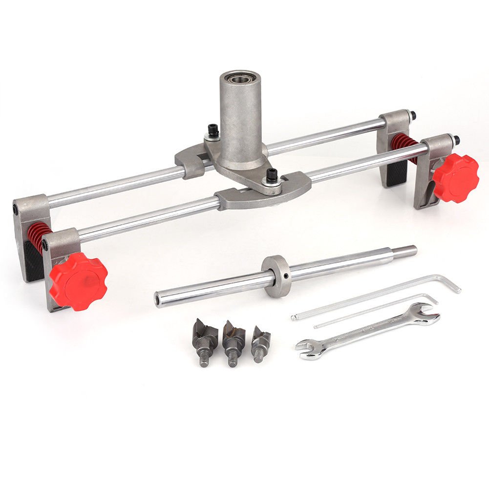 3 Cutters Door Lock Mortiser Fit Jig Mortice Kit w/Wrench Home