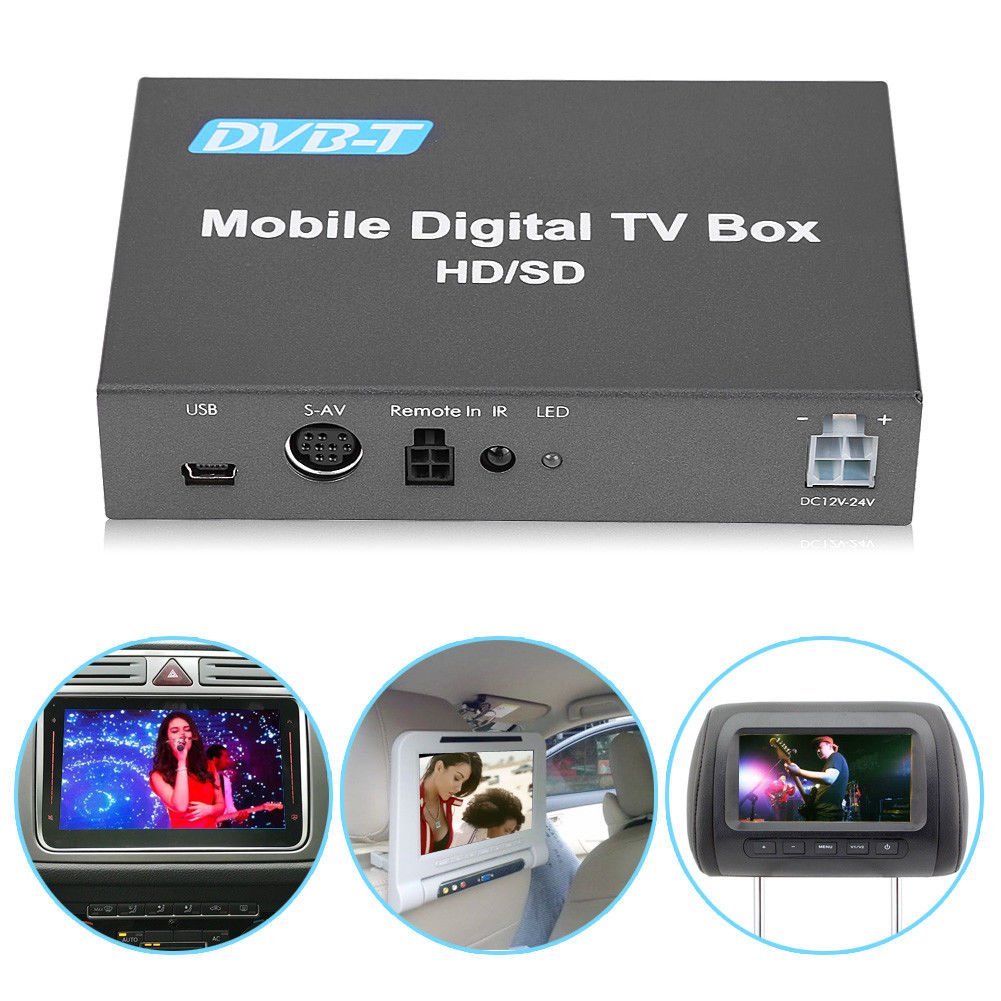 DVB-T Car HD Mobile Digital TV Box Receiver with 2 Antenna Tuners Remote Control