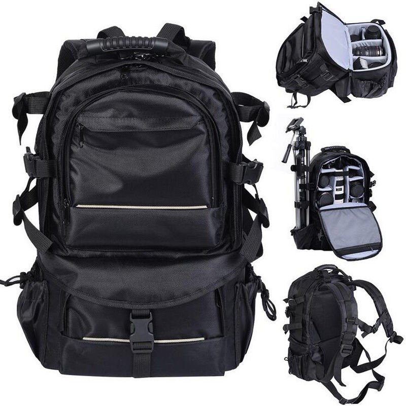 Waterproof Large BLK Backpack Bag Case for Camera Lens DSLR Canon EOS Nikon Sony