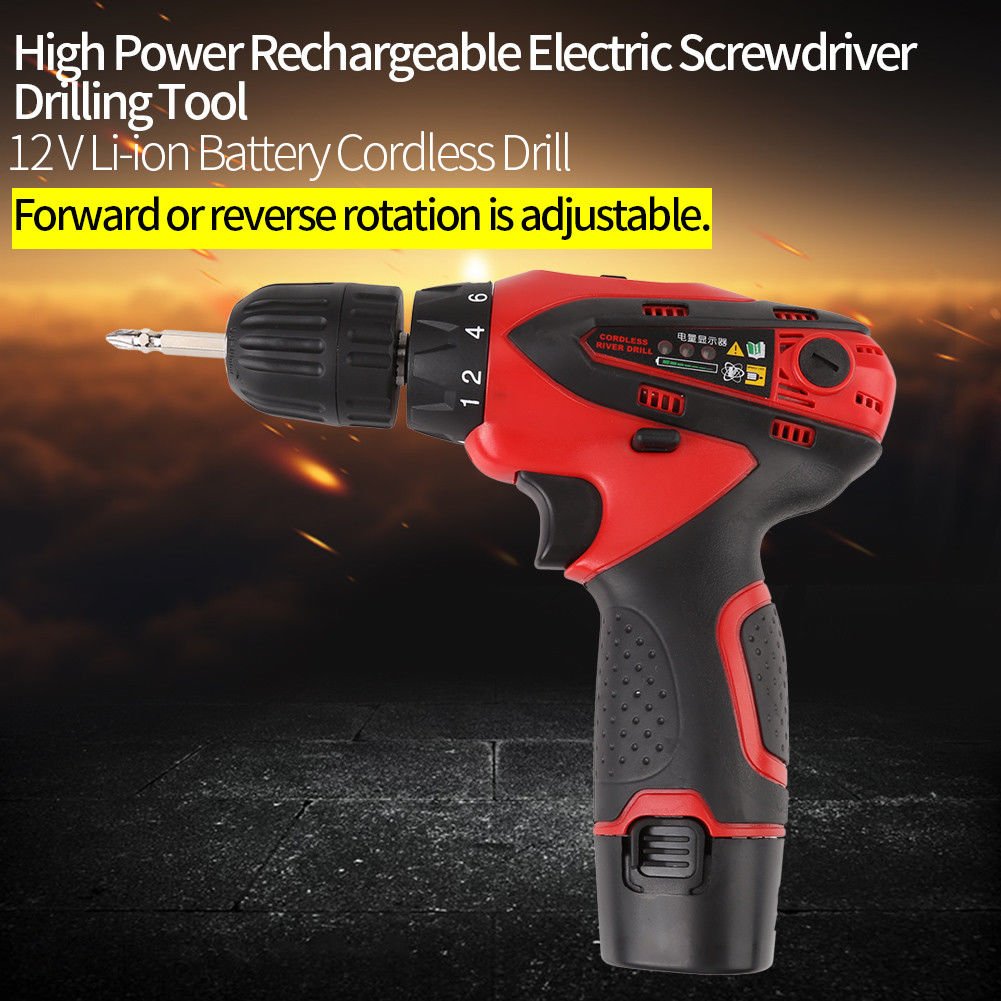 12V Li-ion Battery Cordless Drill High Power Rechargeable Electric Hand Tool coi