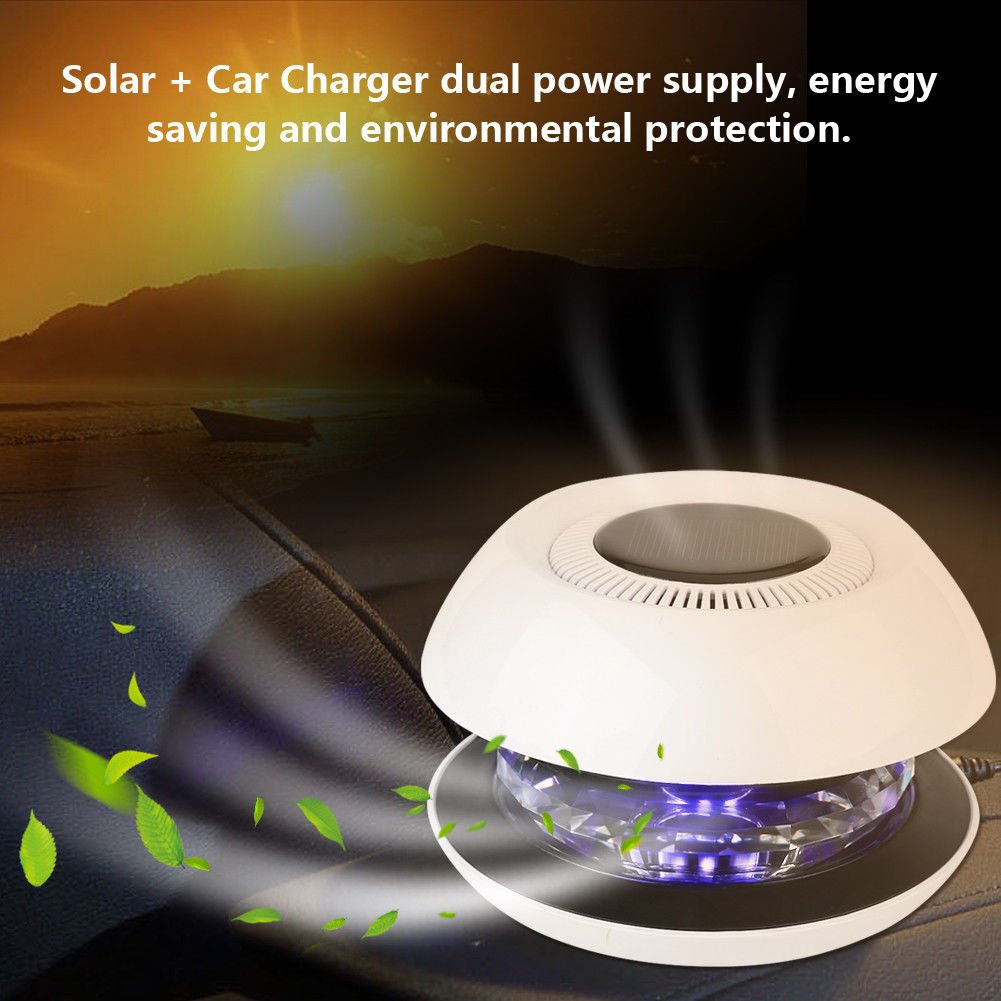 Car Solar Air Purifier Ionizer Cleaner Aromatherapy Anion Sterilization for Home