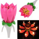 New 1/10/50/100Pcs Birthday Musical Lotus Flower Rotating Candle Light Wholesale