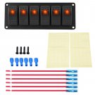 12-24V 6 Gang Rocker Switch Control Panel for Auto Car RV Boat Yacht Marine EL