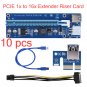 10x USB 3.0 PCI-E Express 1x To 16x Extender Riser Board Card Adapter SATA Cord