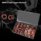 400pc Solid Copper Washers Flat Ring Sump Plug Oil Seal Gasket Assorted w/Box EM