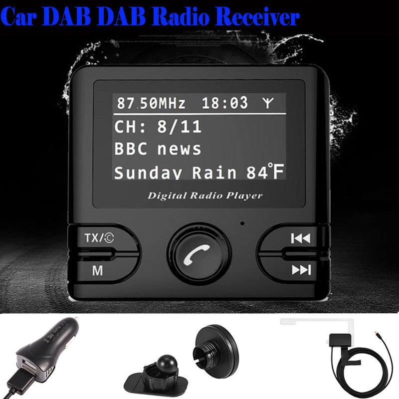 Car DAB DAB Radio Receiver Tuner Bluetooth LCD FM Transmitter Audio +Antenna USB
