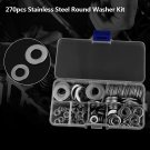 270pcs Stainless Steel Round Washers Gasket Assorted Solid Flat Set M4/5/6/8 EM